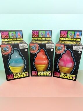 Lot of 3 Nice Cream Cone Kids Toy - Pink, Blue, and Orange